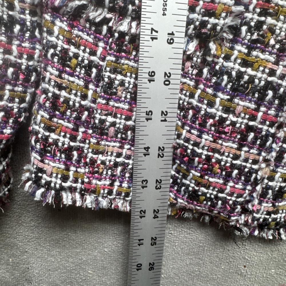 Ann Taylor Tweed Lady Jacker Blazer‎ 4 Pink Boucle Fringe Career Office Church - Picture 5 of 10
